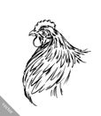 Black and white engrave chicken illustration Royalty Free Stock Photo