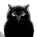 Black and white engrave evil vector owl bird