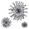 Black and white engrave isolated coronavirus illustration