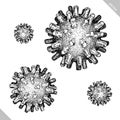 Black and white engrave isolated coronavirus vector illustration