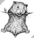 black and white engrave isolated hamster vector illustration