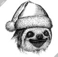 Black and white engrave isolated sloth vector illustration Royalty Free Stock Photo