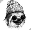 Black and white engrave isolated sloth vector illustration