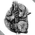 Black and white engrave isolated tarsier vector illustration