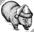 Black and white engrave isolated wombat vector illustration