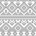 Black and white ethnic geometric floral seamless pattern, vector Royalty Free Stock Photo