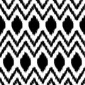 Black and white ethnic ikat abstract geometric pattern, vector