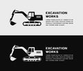 Vector black and white excavator icon