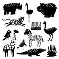 Black and white exotic animals vector collection