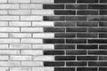 Black and White exposed brick wall background texture without plaster Royalty Free Stock Photo