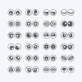 Black and white eyeballs emoticons icons set