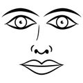 Black and white face vector. Royalty Free Stock Photo