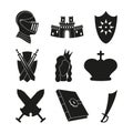 9 black and white fairytale icons