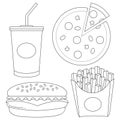 Black and white fast food icon set