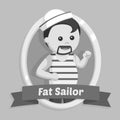 Black and white fat sailor in emblem