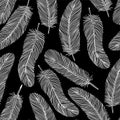 Black-and-white Feather seamless background Royalty Free Stock Photo