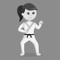 Black and white female karate combat pose