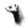 Monochrome Ferret Illustration With Clear Edge Definition