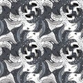 Black and White fictional dragons tessellation pattern