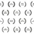 Black and white film award wreaths. Seamless pattern. Vector illustration Royalty Free Stock Photo