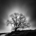 Black and White, fine Art landscape image with tree