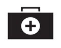 Black and White first aid kit icon vector isolated white background.