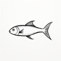 Iconographic Symbolism: Black And White Fish Illustration On Gray Background
