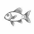 Black And White Fish Illustration: Simple Line Drawing With Heavy Inking