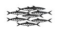 Black White Fish School Pattern: Aquatic Motion Design, vector design Generative AI Royalty Free Stock Photo