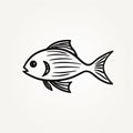 Bold Black And White Fish Illustration On Light Background