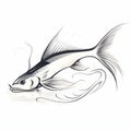 Aggressive Digital Illustration Of Catfish Swimming In Water