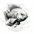 Aggressive Digital Fish Tattoo Design On White Background