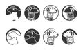 black and white flat animal icon set, animal logo and icon, Royal Place, Apartment Sweet Home, icon designwith grey black gradient Royalty Free Stock Photo