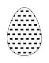 Black and white flat Easter egg icon with geometric pattern. Vector