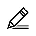 Black and white flat pencil icon for signing and editing Royalty Free Stock Photo