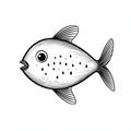 Black And White Flat Shading Illustration Of A Puffer Fish