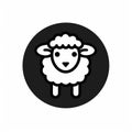 Black And White Flat Sheep Logo Icon In Gene Luen Yang Style Royalty Free Stock Photo