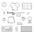 Soccer SET OF black outline on white Royalty Free Stock Photo