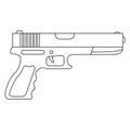 Black and white flat vector icon of pistol