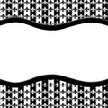 Black and White Fleur De Lis Pattern Textured Fabric with Ribbon Royalty Free Stock Photo