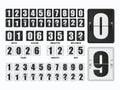Black and White Flip Clock Countdown Timer Vector Set with Mechanical Number Boards Royalty Free Stock Photo