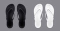 Black and white flip flops mockup set