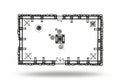 Black and white floor plan of a rectangular medieval-style building. Royalty Free Stock Photo