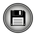Black and White Floppy Disk Icon Inside a Circular Border diskette save Royalty Free Stock Photo