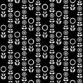 Black and white floral as seamless pattern. Flowers design as background. Royalty Free Stock Photo