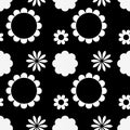 Black and white floral as seamless pattern. Flowers design as background. Royalty Free Stock Photo