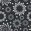 Black and white floral background. Monochrome flower vector seamless seamless