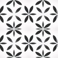 Bold Geometric Minimalism: Black Abstract Floral Patterns On White Background