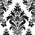 Black And White Floral Damask Pattern With Gothic Grandeur Royalty Free Stock Photo