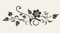 Vintage Fleur: Traditional Scroll Painting Inspired Black And White Design